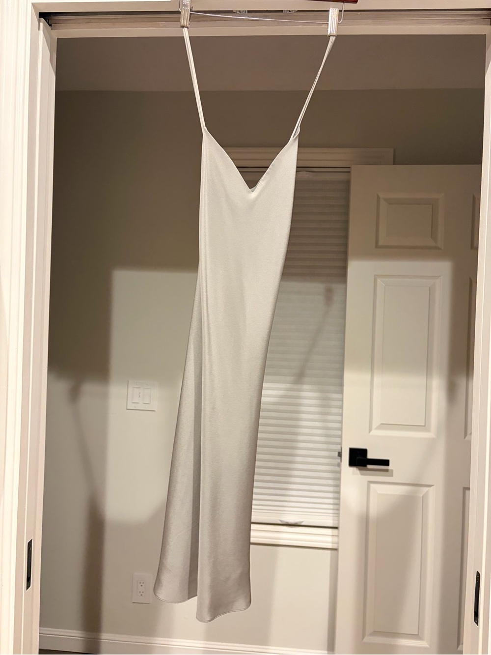 Ralph Lauren Cream Slip Midi Dress with V-Neckline